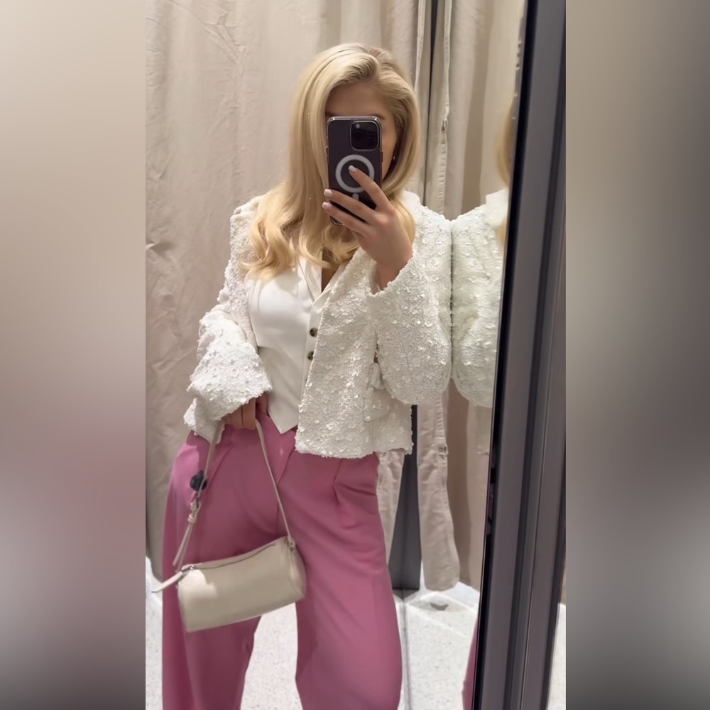 Zara sequin cropped jacket